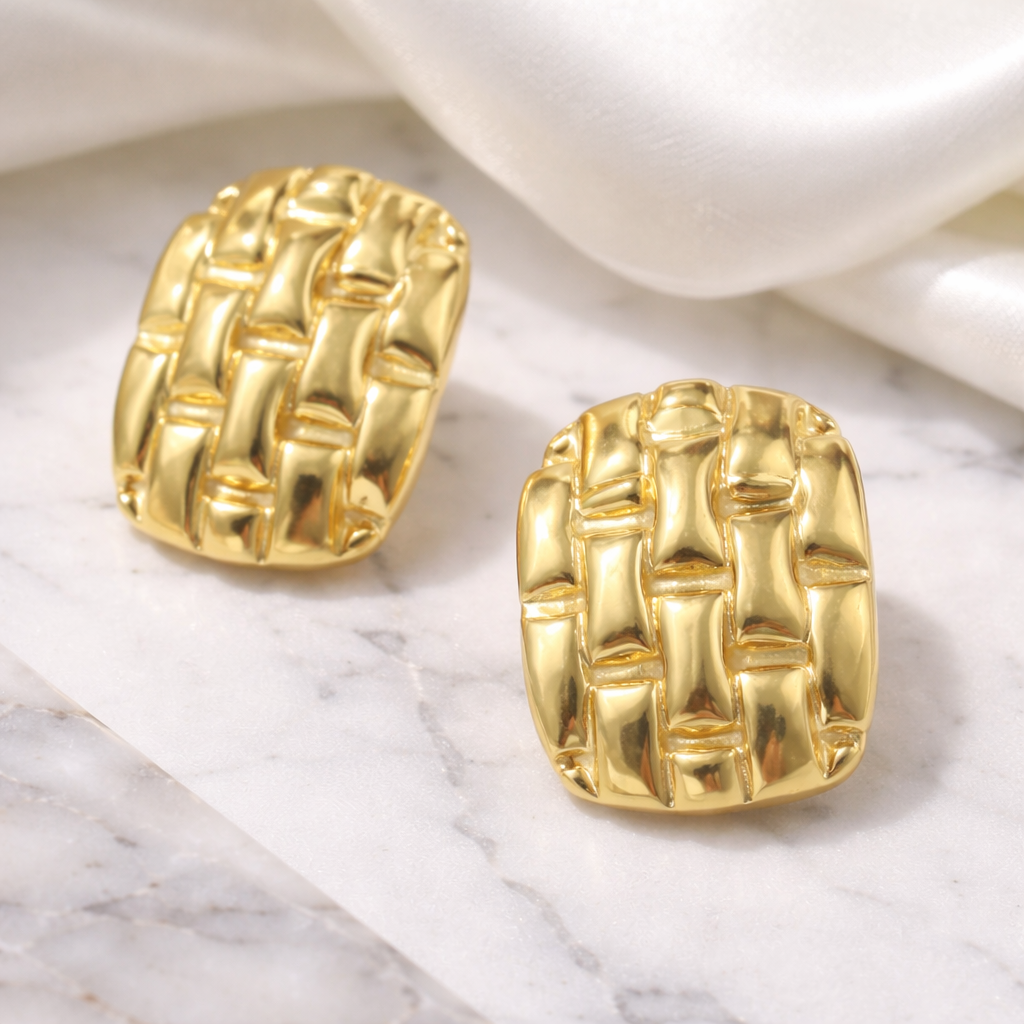 Vaara Golden Weave Studs