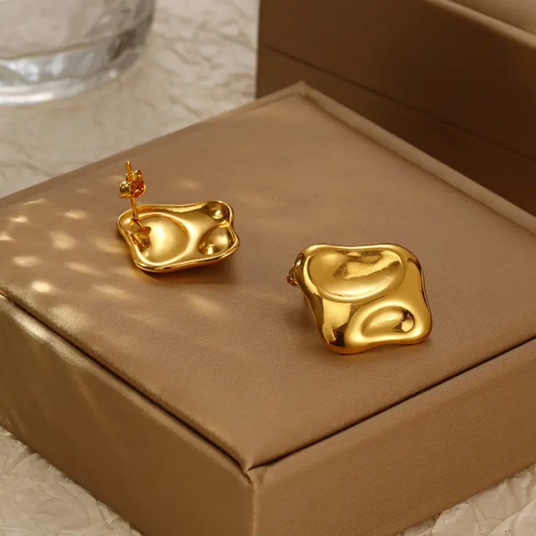 Vaara Sculpted Gold Plated Studs