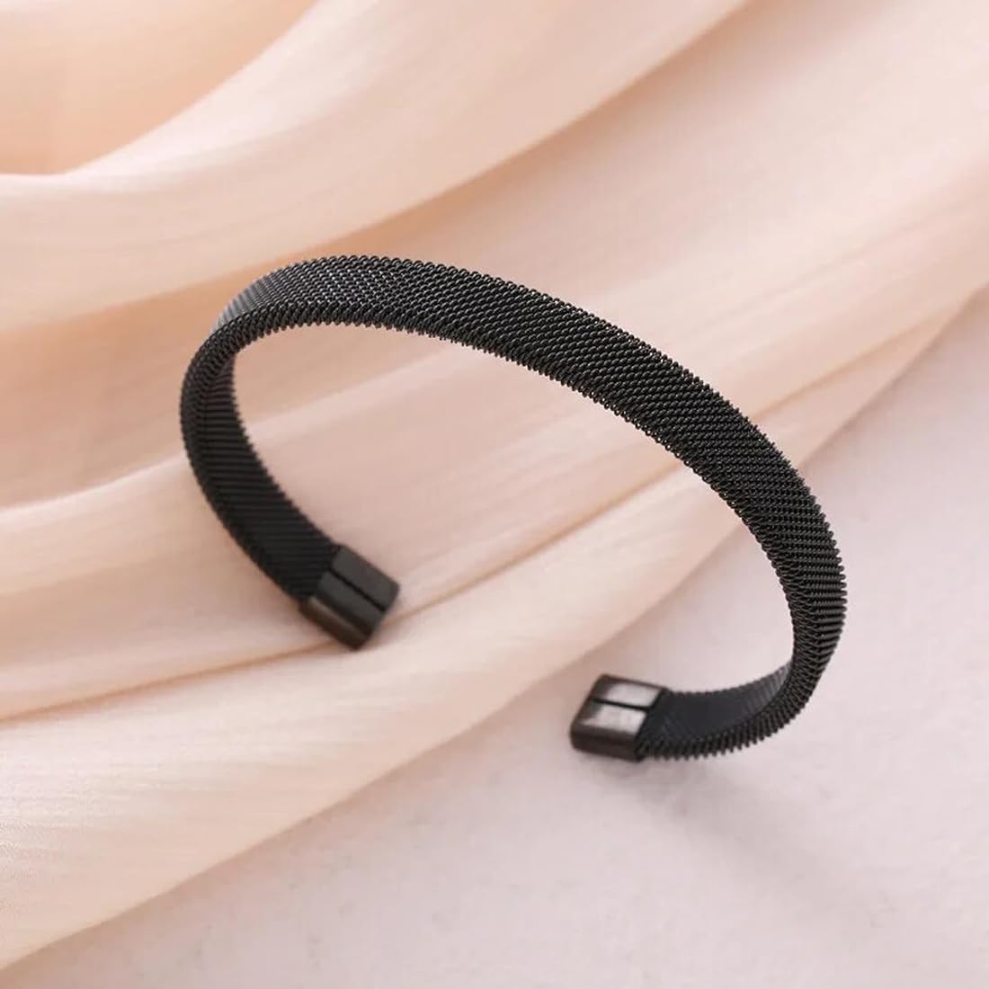 Midnight Mesh Open Cuff Bracelet
