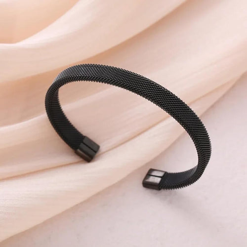 Midnight Mesh Open Cuff Bracelet