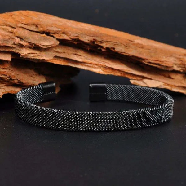 Midnight Mesh Open Cuff Bracelet