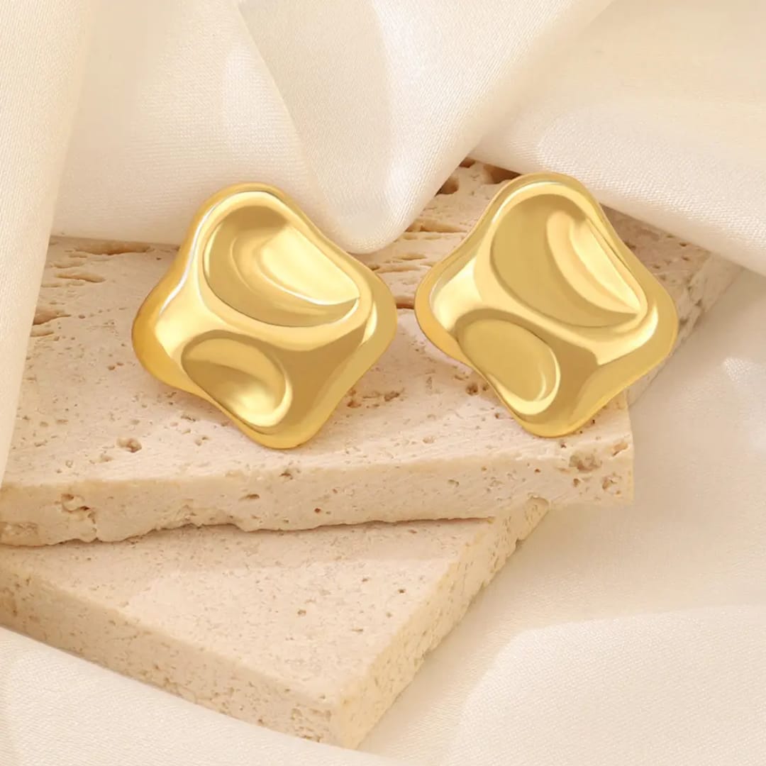 Vaara Sculpted Gold Plated Studs
