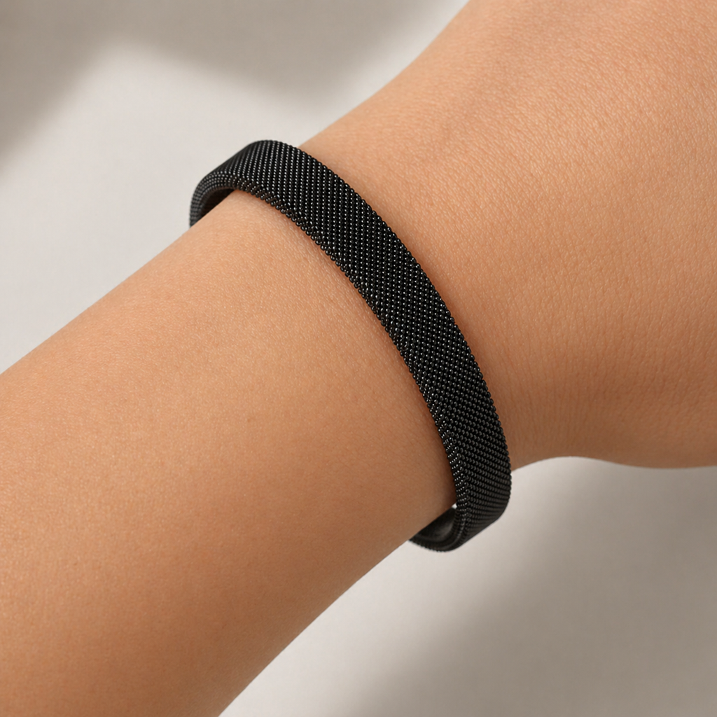 Midnight Mesh Open Cuff Bracelet
